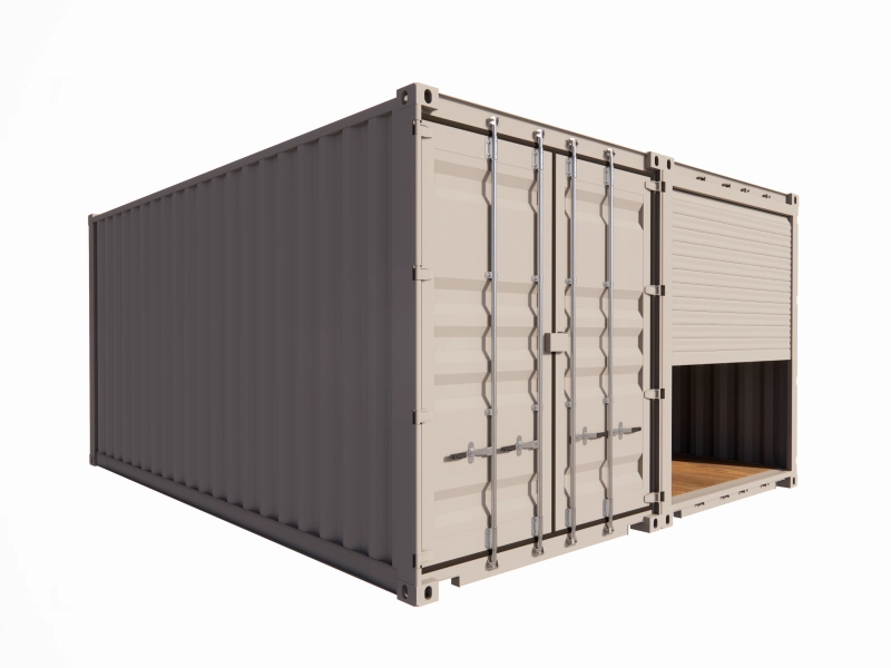 Armazém de 28 m² em contentores de 20 pés com cortina metálica e porta de serviço - Imagem de 6