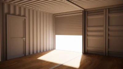 Armazém de 28 m² em contentores de 20 pés com cortina metálica e porta de serviço - Imagem de 2